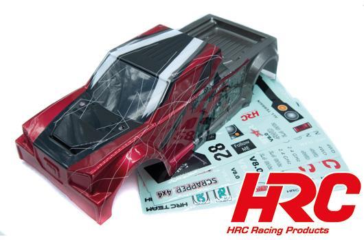HRC Racing - HRC15-BSC-R - Body - 1/10 Truck - Painted - Scrapper - RED/BLACK (with decals)